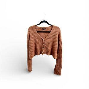 Love Tree Ribbed Cardigan - Tan